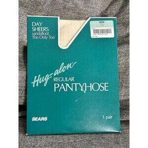 Vintage Sears Hug alon Regular Pantyhose Size Tall Ivory Sheer 1 Pair M74331